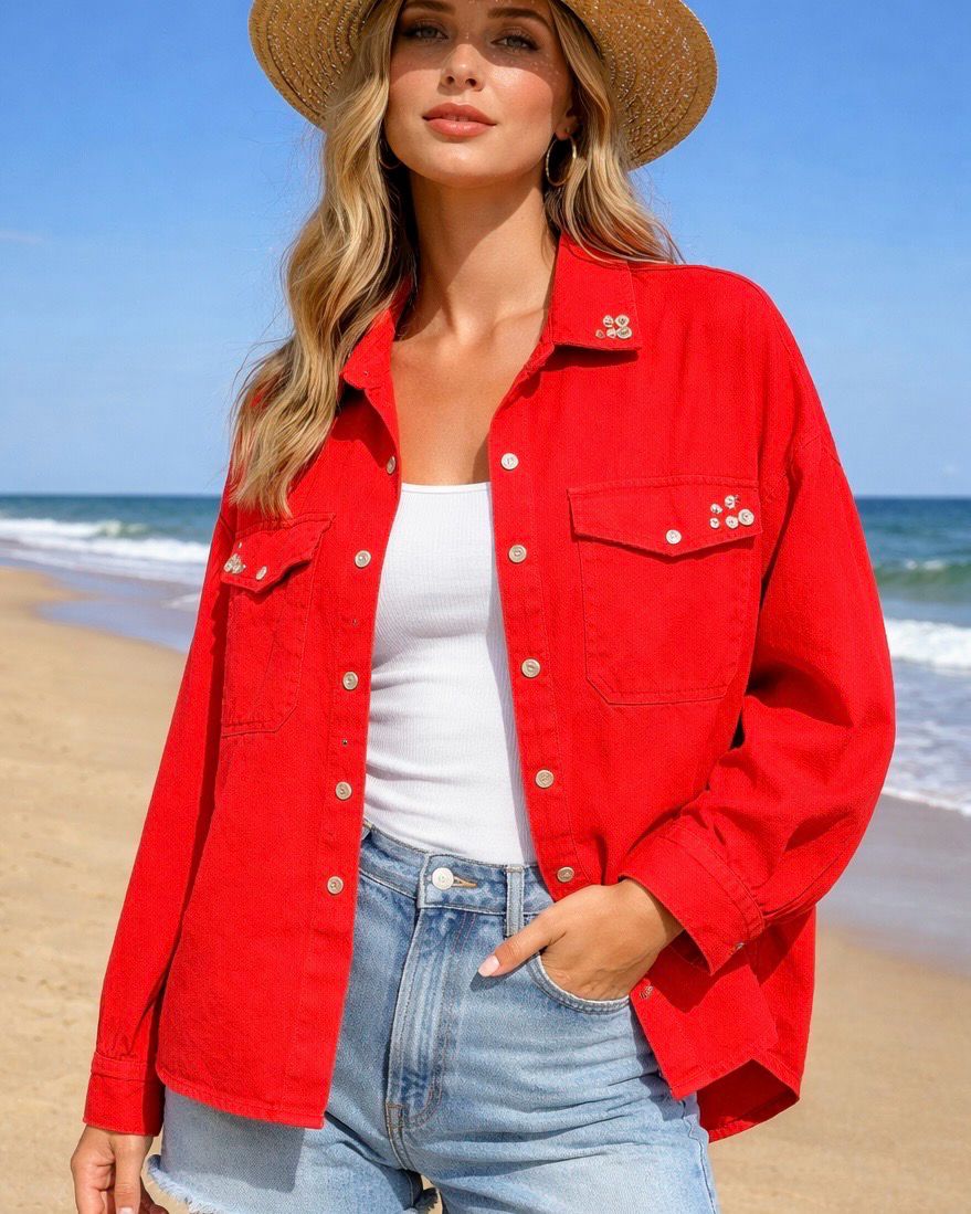 CHEMISE Boutons * Rouge