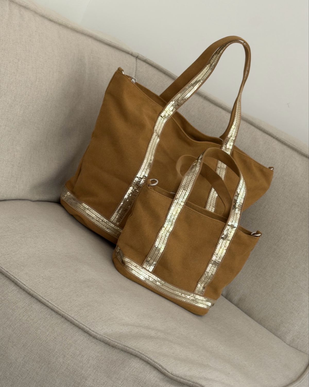 Sac cabas * Camel &amp; doré – Petit modèle