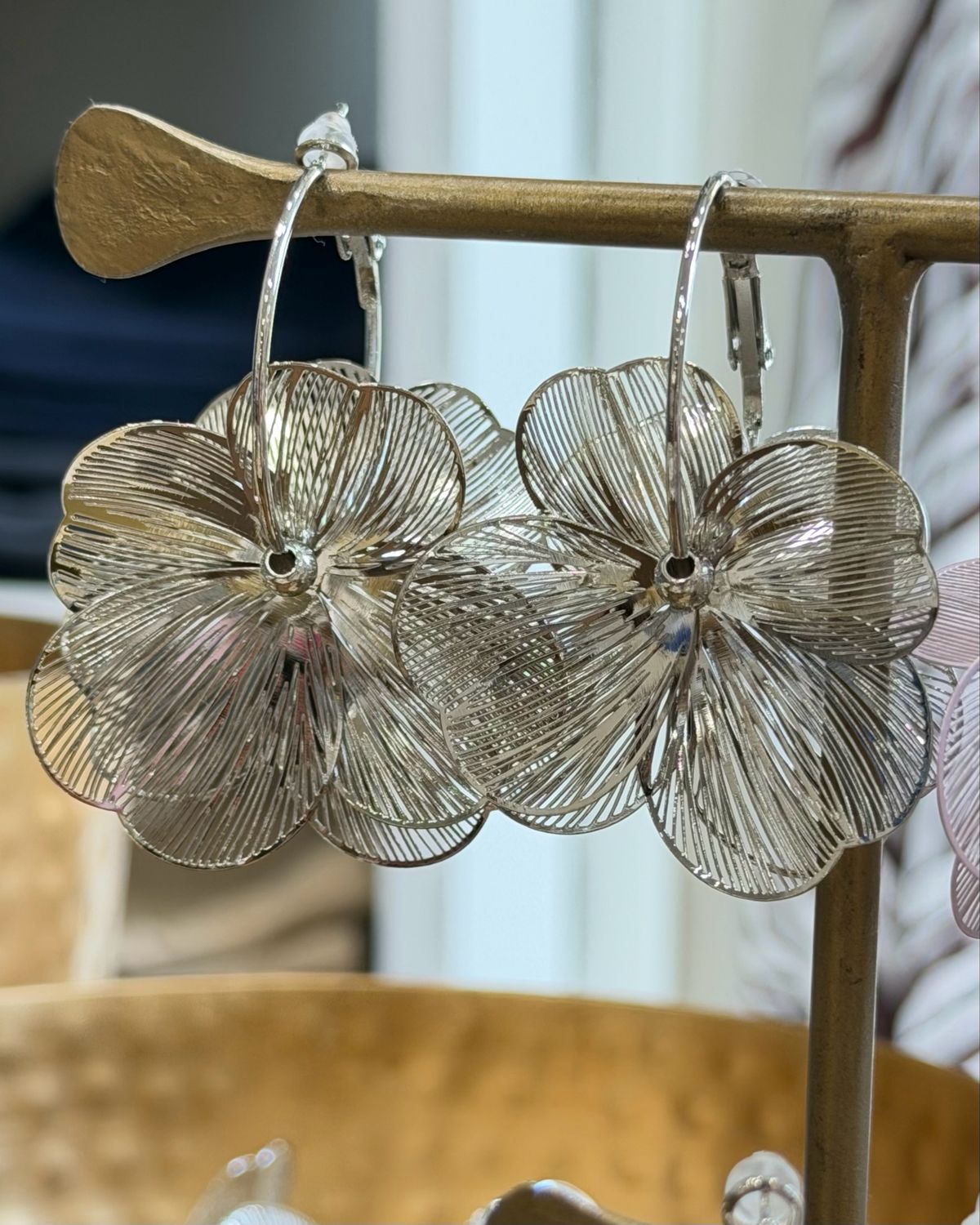 Boucles Fleurs Argentées