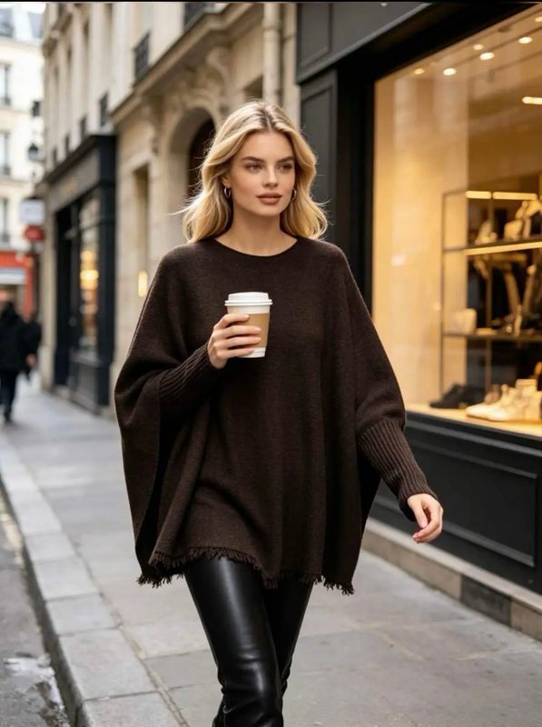 PULL PONCHO * Choco