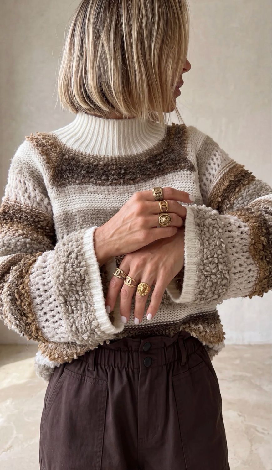 PULL MAJA * Blanc/Camel
