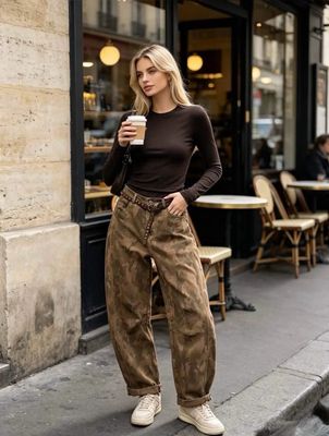 Pantalon barrel camouflage * Moka