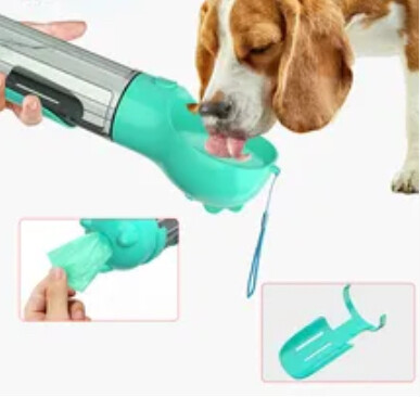 3 in 1 300ml multifunctional water bottle and poop dispenser with food container