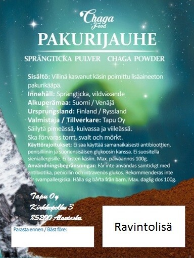 Pakurijauhe 200 g / Sprängticka pulver200g / Chaga powder 200 g Pakurijauhe 200 g / Sprängticka pulver200g / Chaga powder 200 g