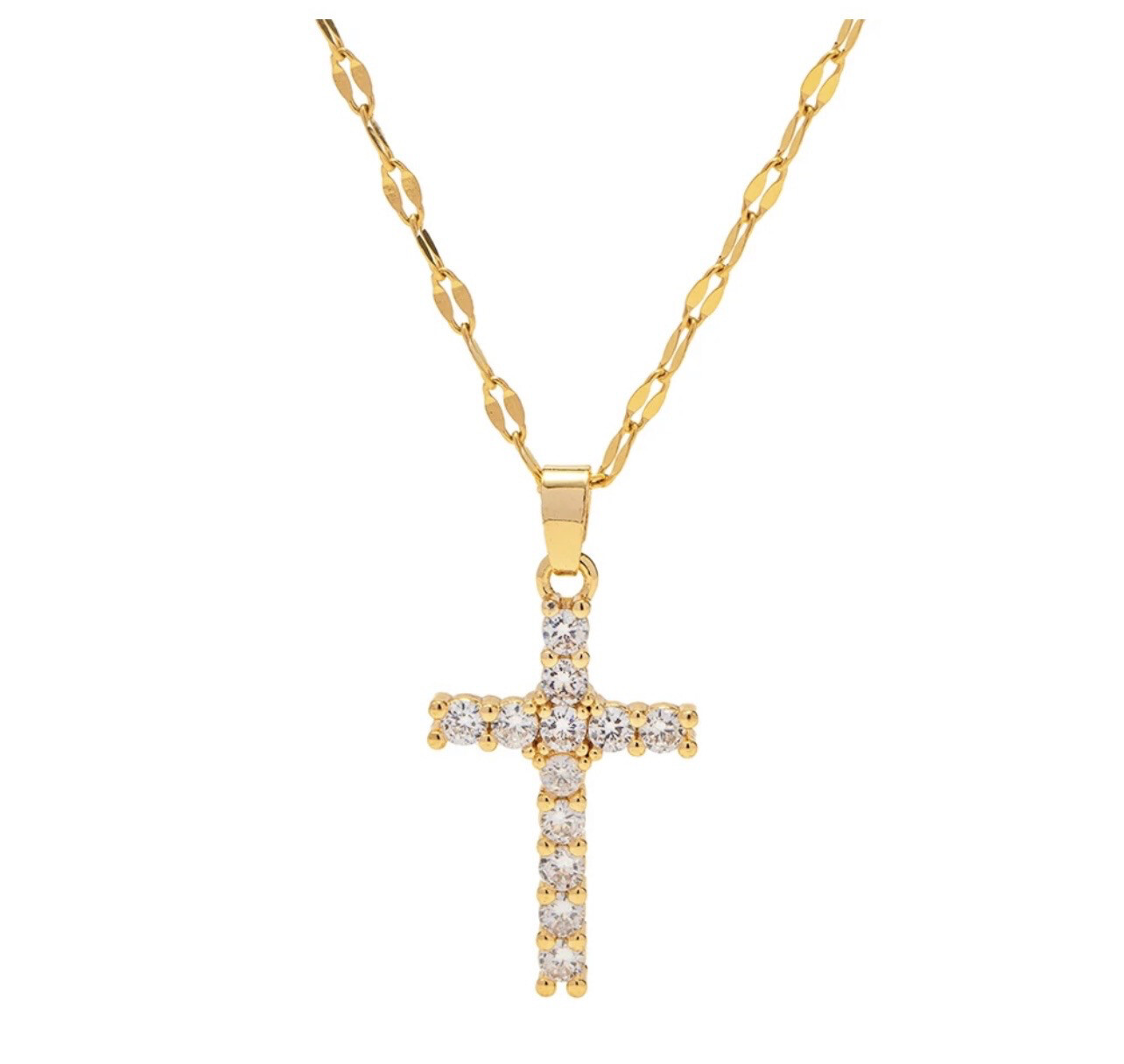 dainty iced cross necklace