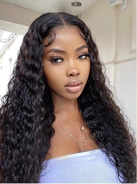 Long Black Wavy Glueless Synthetic Free Part Lace