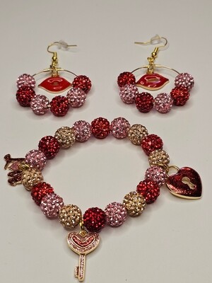 Custom Bling Bracelet and Earring Set 1