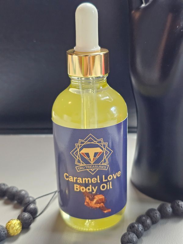 Transform your daily skincare routine into a luxurious experience with Caramel Love Body Oil from Tru Treasures.