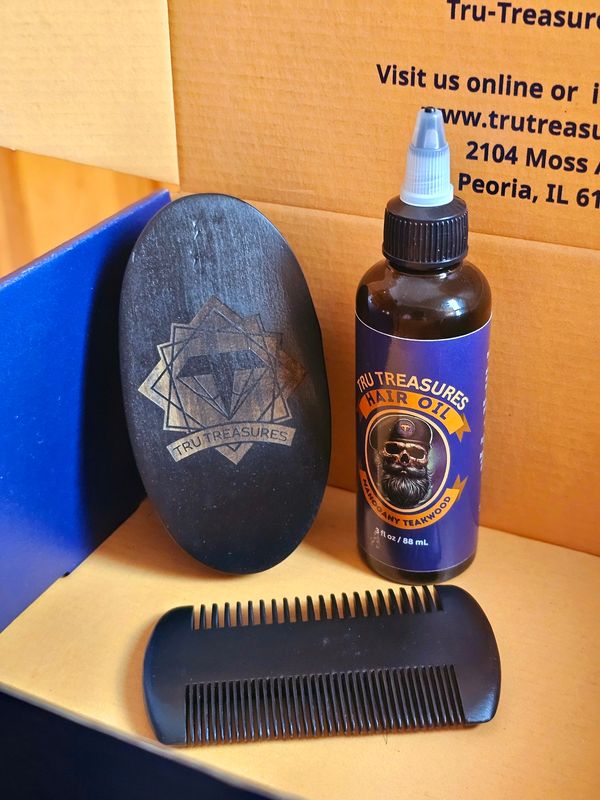 Hair Oil, Comb, and Brush Combo