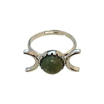 Adjustable Moss Agate Ring, 0.5cm Gemstone