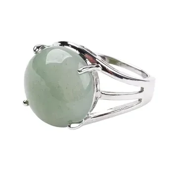 Adjustable Green Aventurine Ring, with Brass Findings