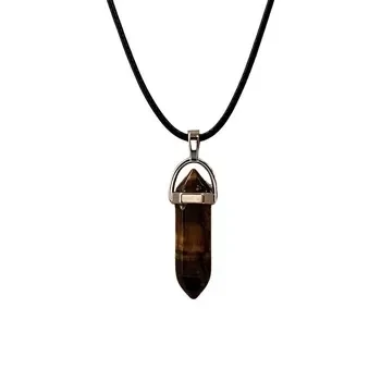 Double Point Pencil Pendant, Black String, 25-30mm, Tiger's Eye