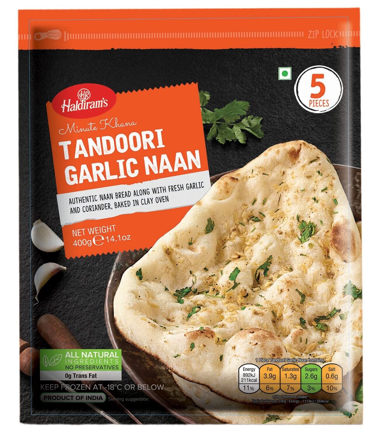 Haldiram Tandoori Garlic Naan 400g