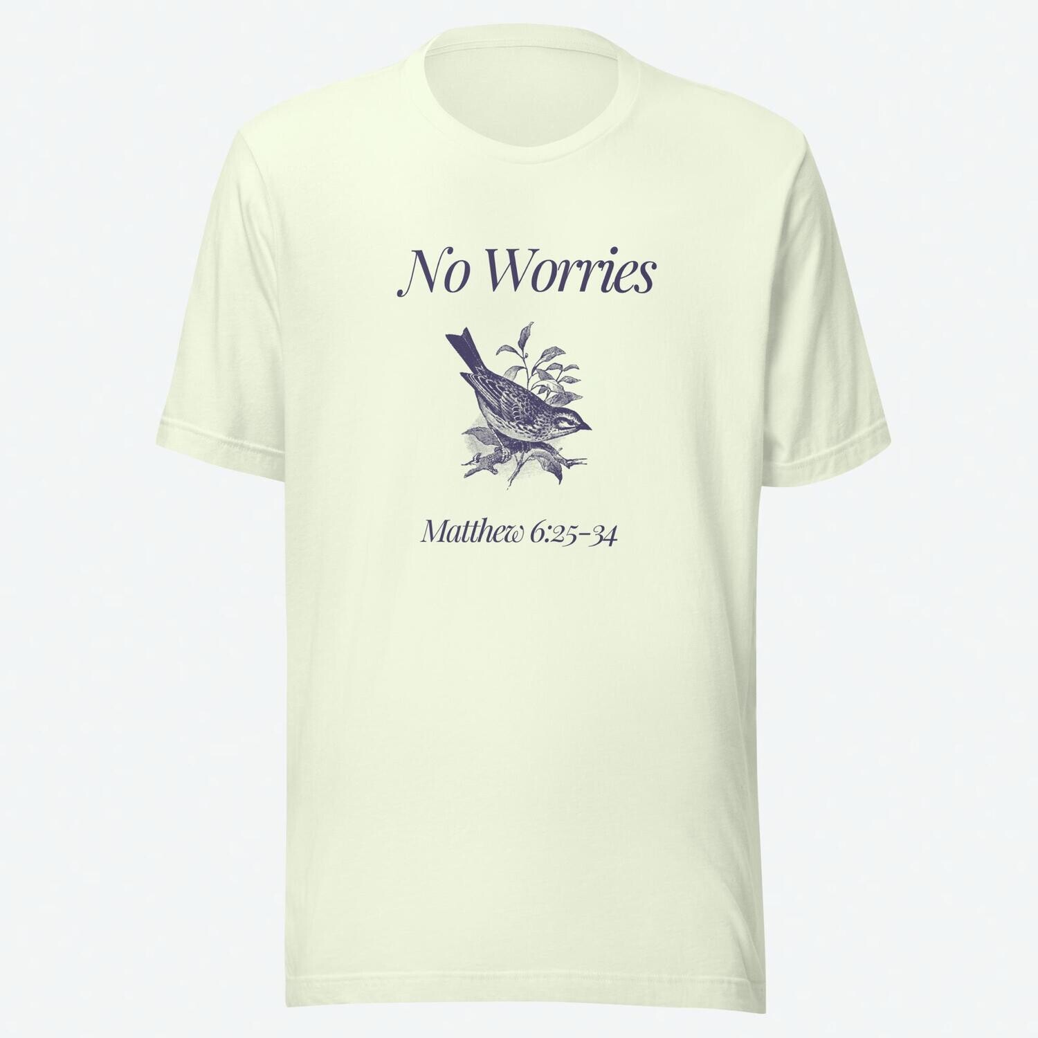 Bird Shirt, No Worries Sparrow Graphic Shirt, Unisex Christian Shirt, Trendy Christian Clothing, Summer Short Sleeve Shirt