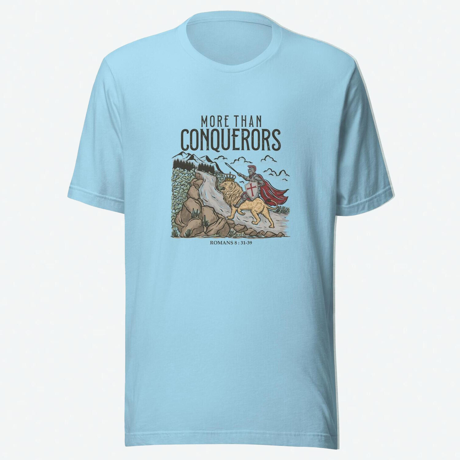 Fearless Shirt, More Than Conquerors Unisex Shirt, Faith Based Shirt, Christian Shirt, Christian Apparel, Summer Short Sleeve Shirt