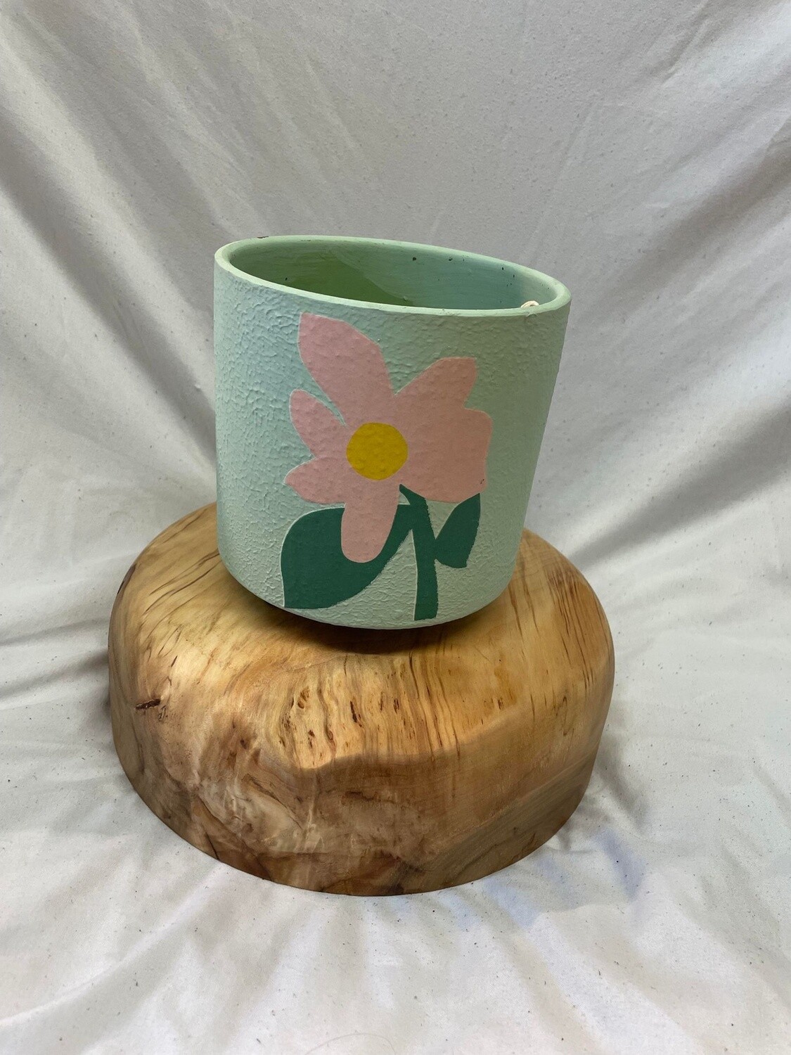 5&quot; Light Green Pot with Pink Flower