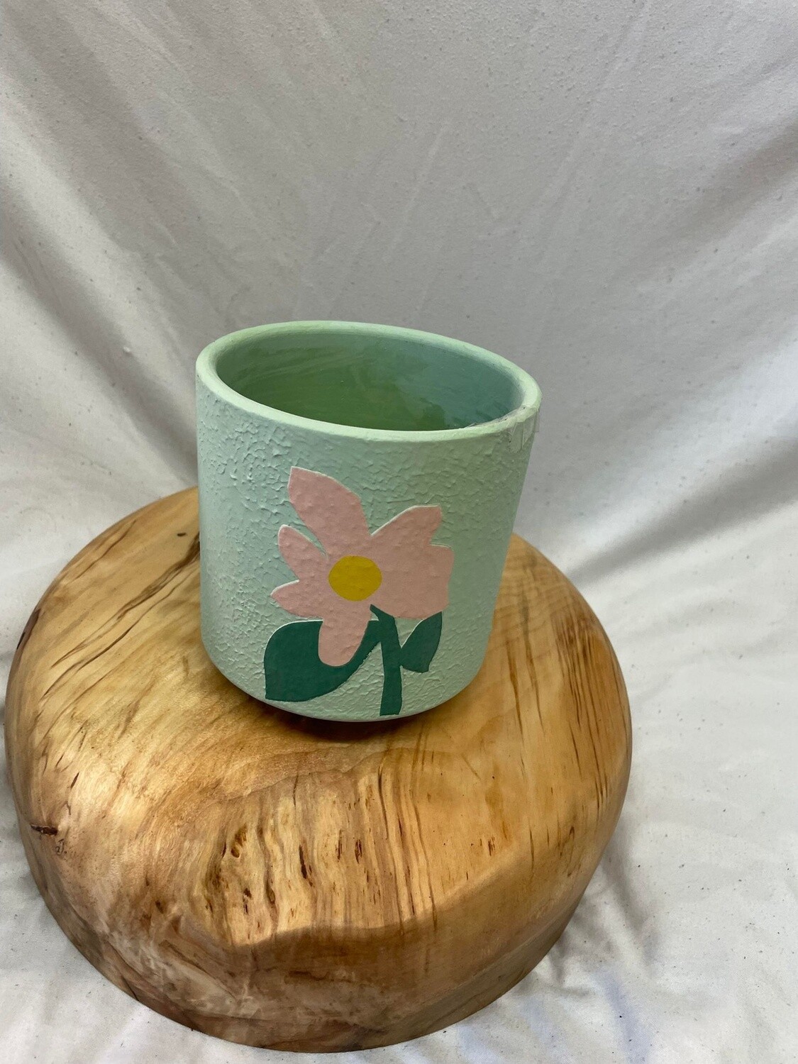 4&quot; Light Green Pot with Pink Flower