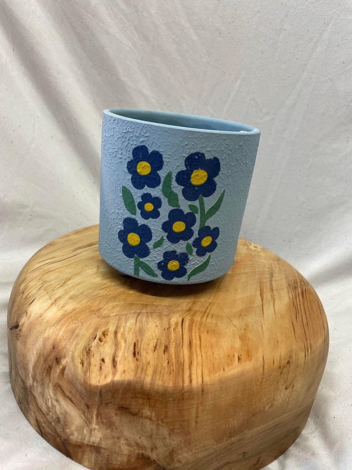 4&quot; Blue pot with Blue Flowers