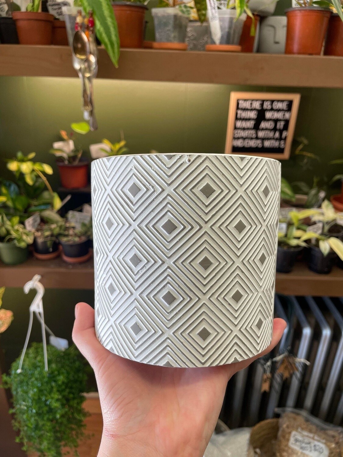 5&quot; Gray Geometric Pot