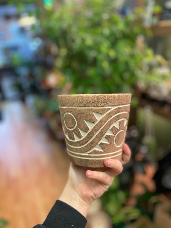 4.25&quot; Tan &amp; Light Brown Sun pot 