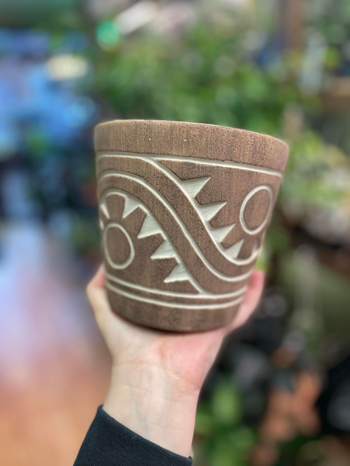 5.5&quot; Tan &amp; Light Brown Sun pot