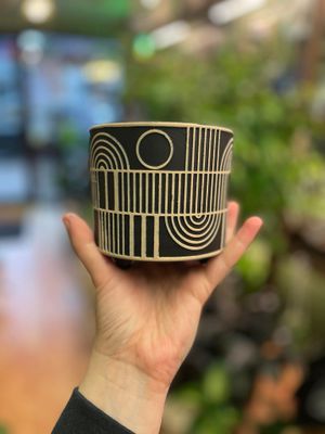 4.25&quot; Black and Beige Boho Pot