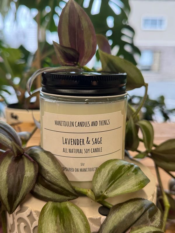 Lavender &amp; Sage Scented Candle - 8 oz Clear Jar