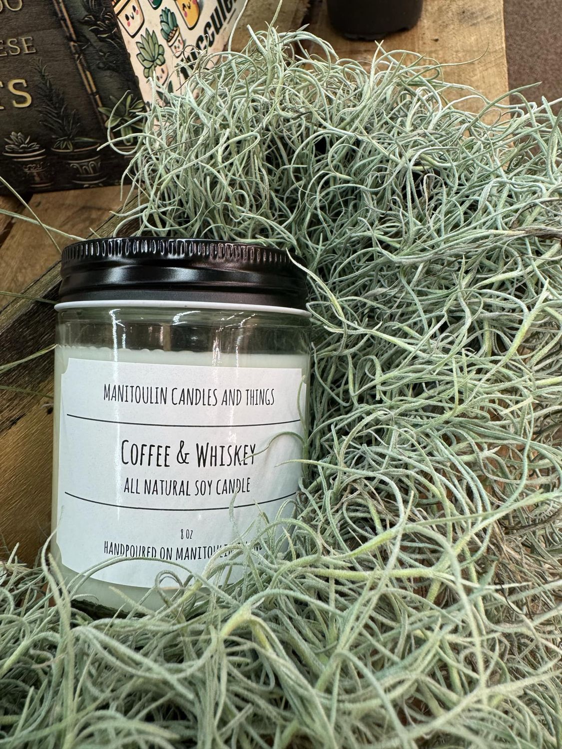 Coffee &amp; Whiskey Scented Candle - 8 oz Clear Jar