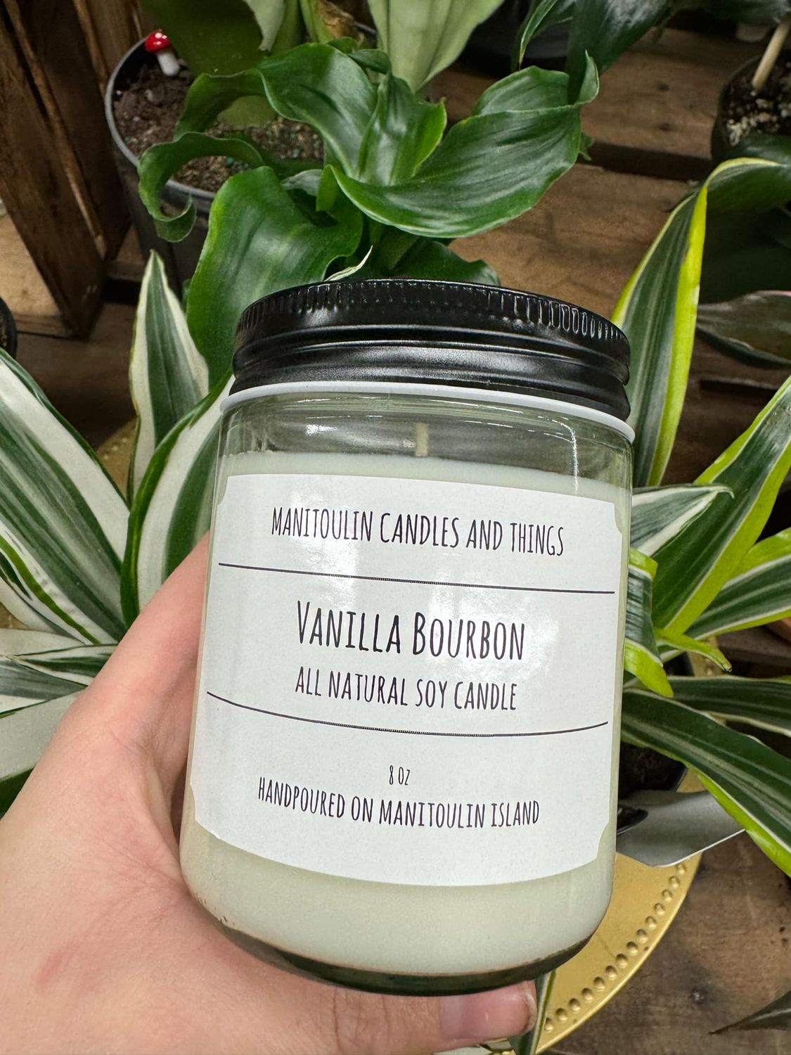 Vanilla Bourbon Scented Candle - 8 oz Clear Jar