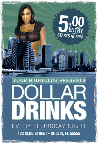 Dollar Drinks Club Flyer Template