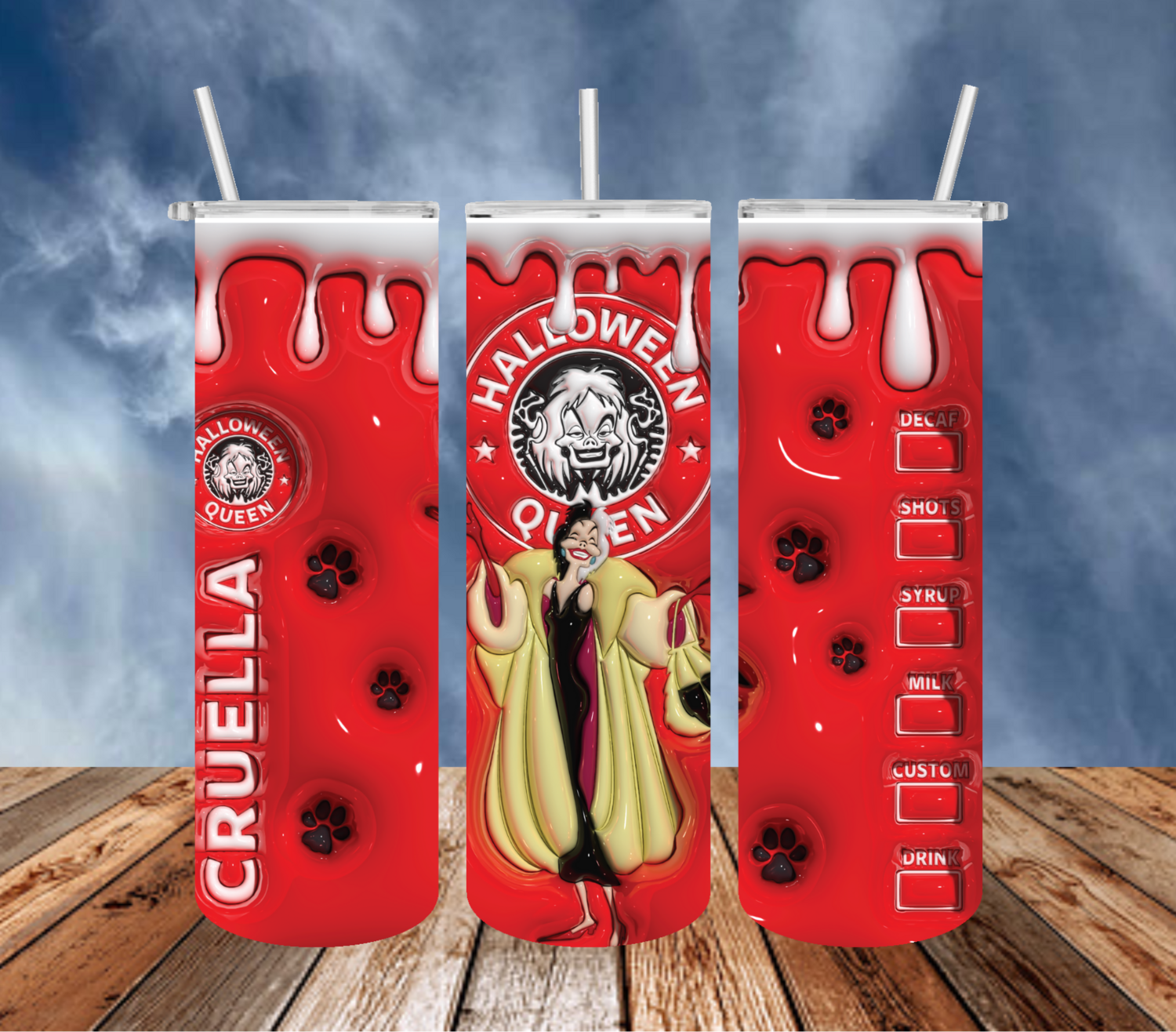 3D Inflated Puff Cruella Coffee Tumbler!