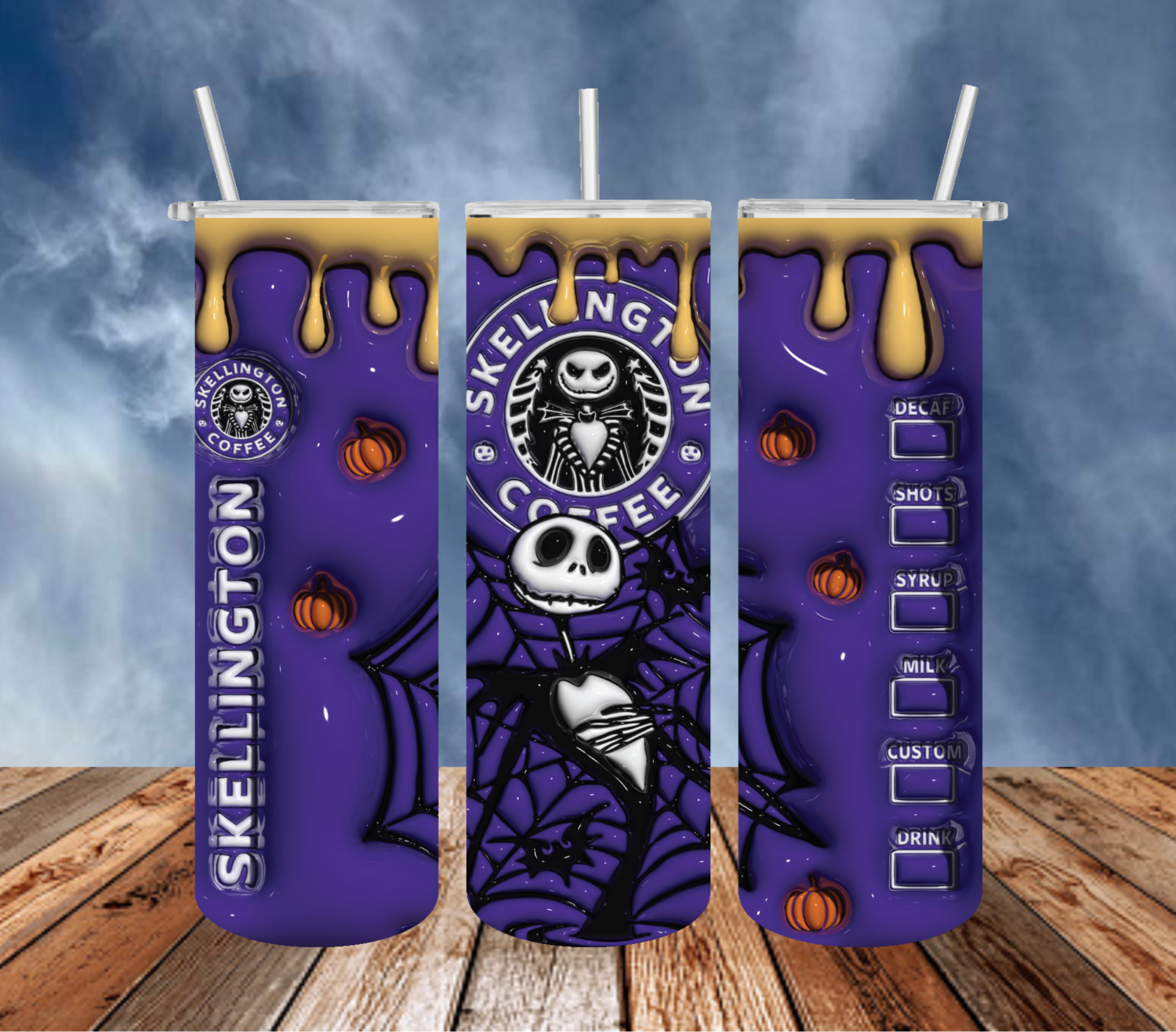 3D Inflated Puff Skellington Coffee Tumbler!