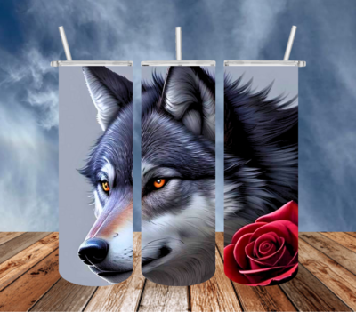 Wolf with Rose Tumbler!