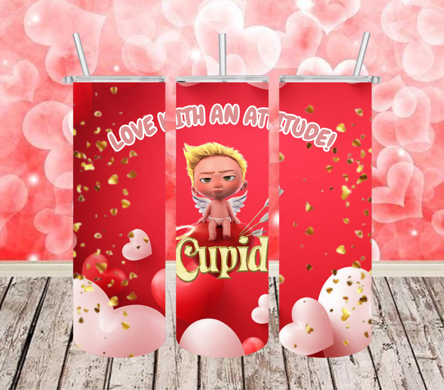 Love with an Attitude Cupid Valentine Tumbler