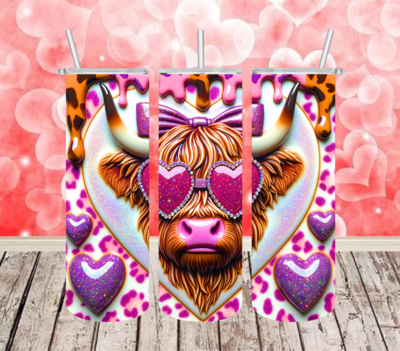 3D Highland Cow Valentine Tumbler!