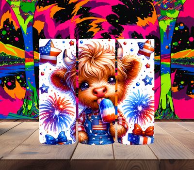 Baby Highland Cow Fireworks