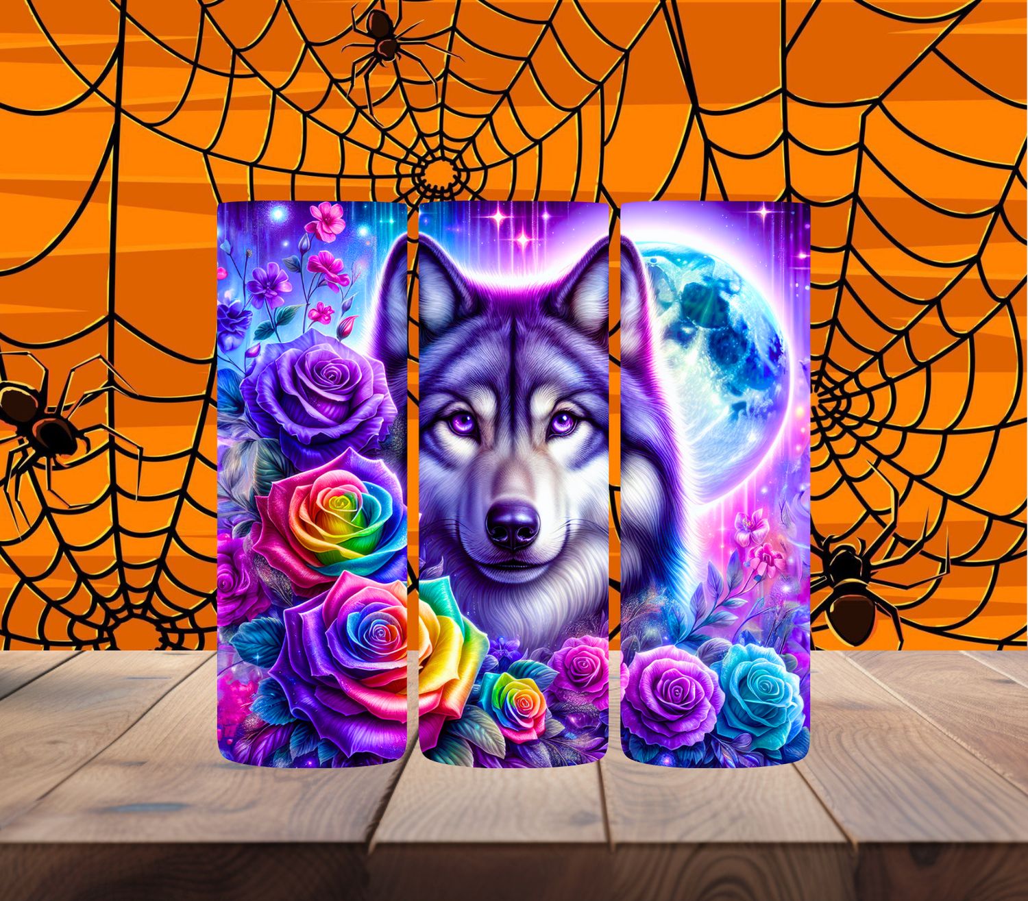 Rainbow Flowers Wolf