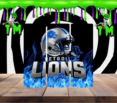 Detroit Lions with Flames