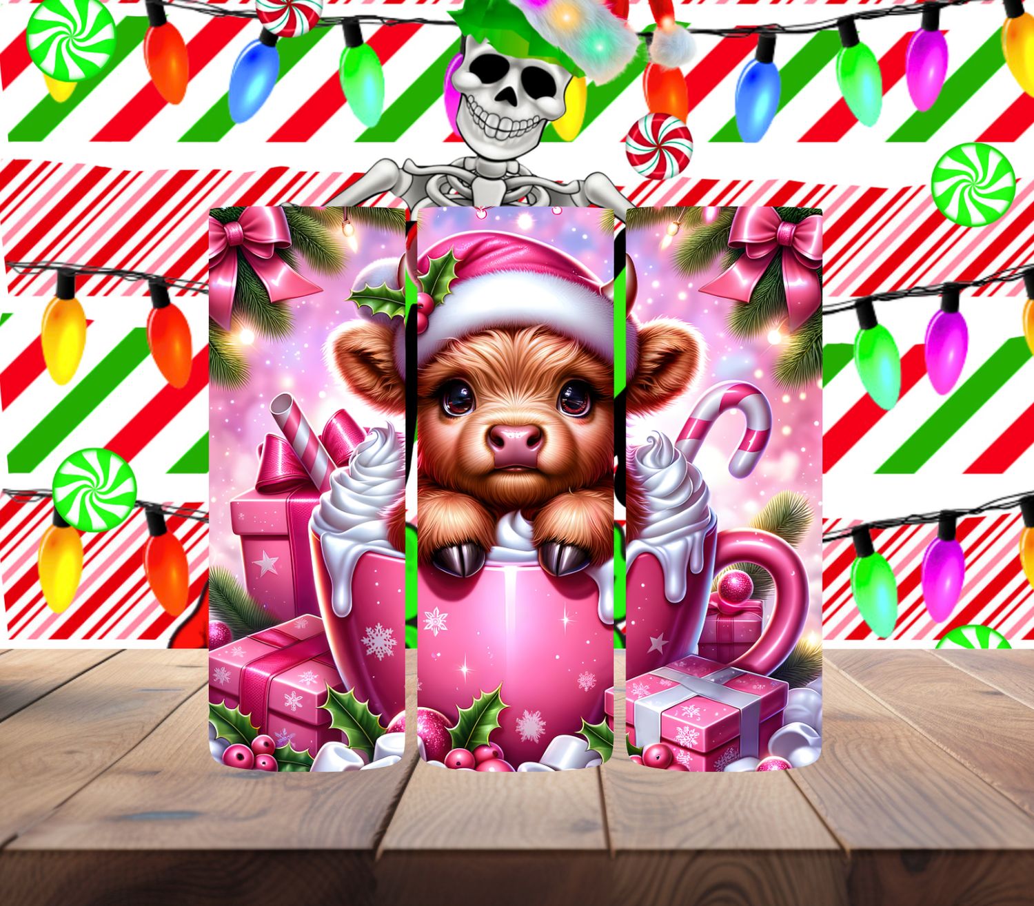 Pink Highland Cow Hot Cocoa
