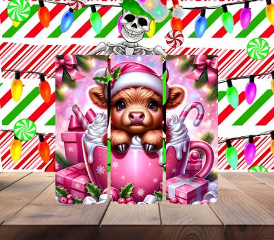 Pink Highland Cow Hot Cocoa