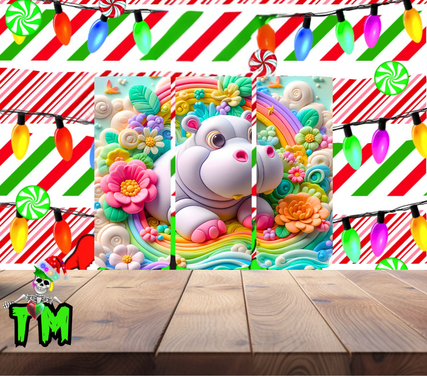 3D Rainbow Hippo