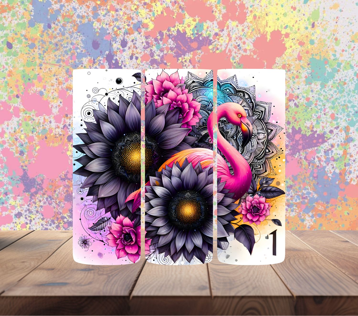 Black Sunflower Flamingo Mockup