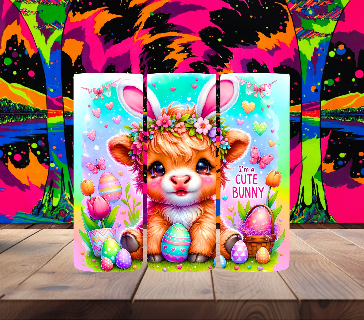 I&#39;m a cute Bunny Easter Highland Cow
