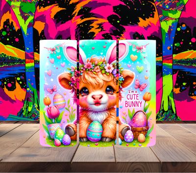 I&#39;m a cute Bunny Easter Highland Cow