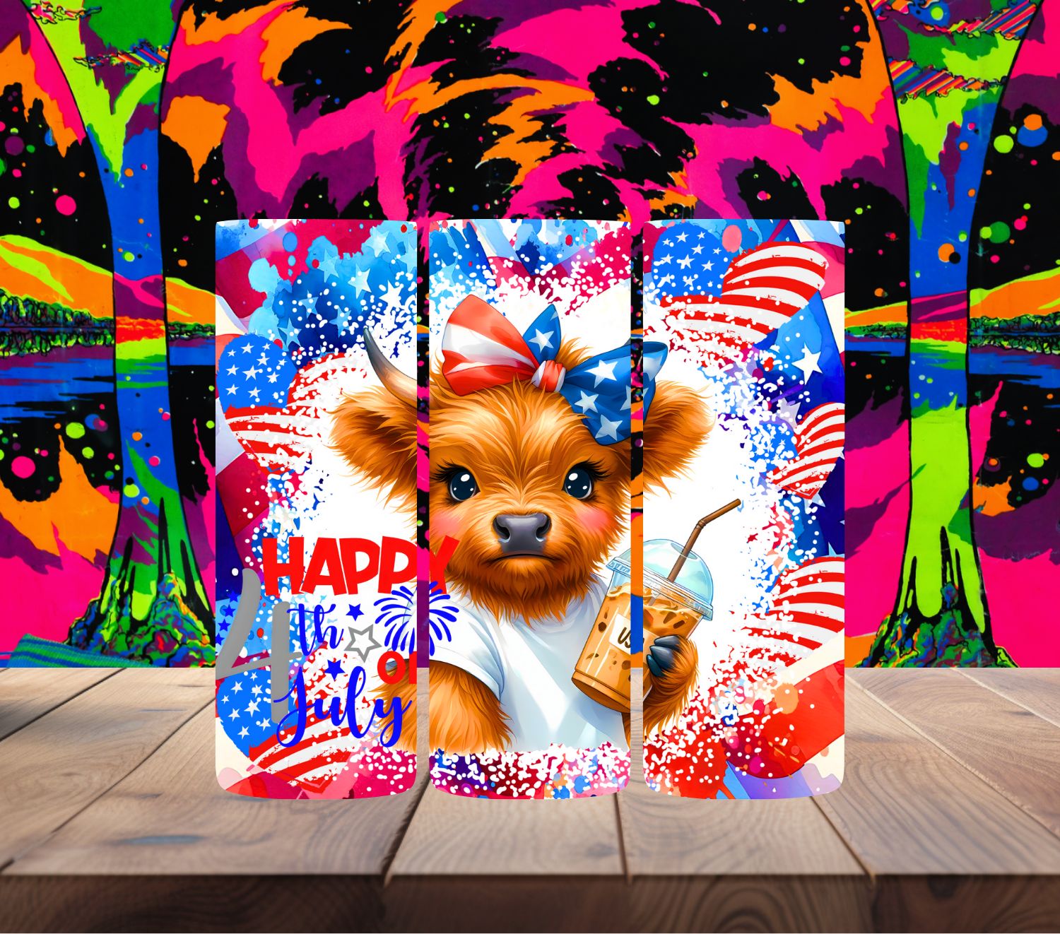 Happy 4th of July Highland Cow