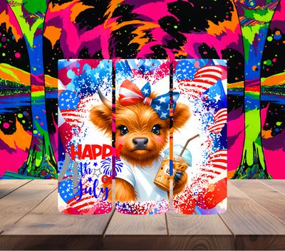 Happy 4th of July Highland Cow