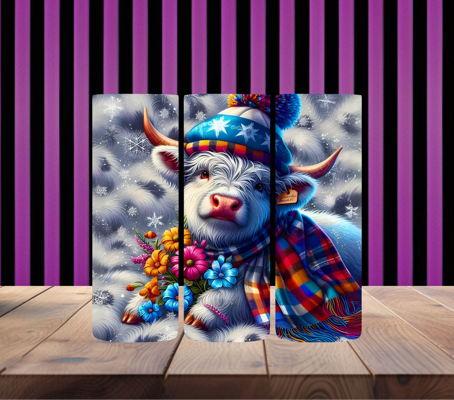 Winter Plaid Highland Cow