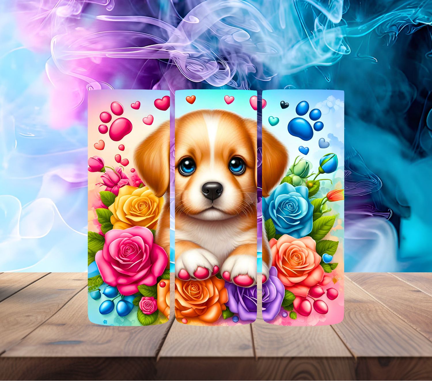 Cute Puppy on Roses