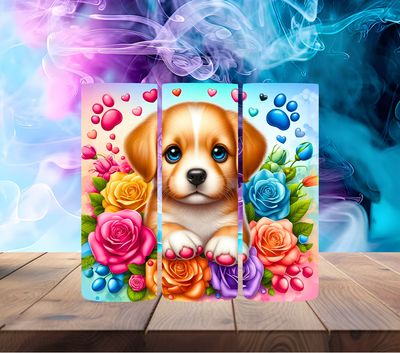 Cute Puppy on Roses