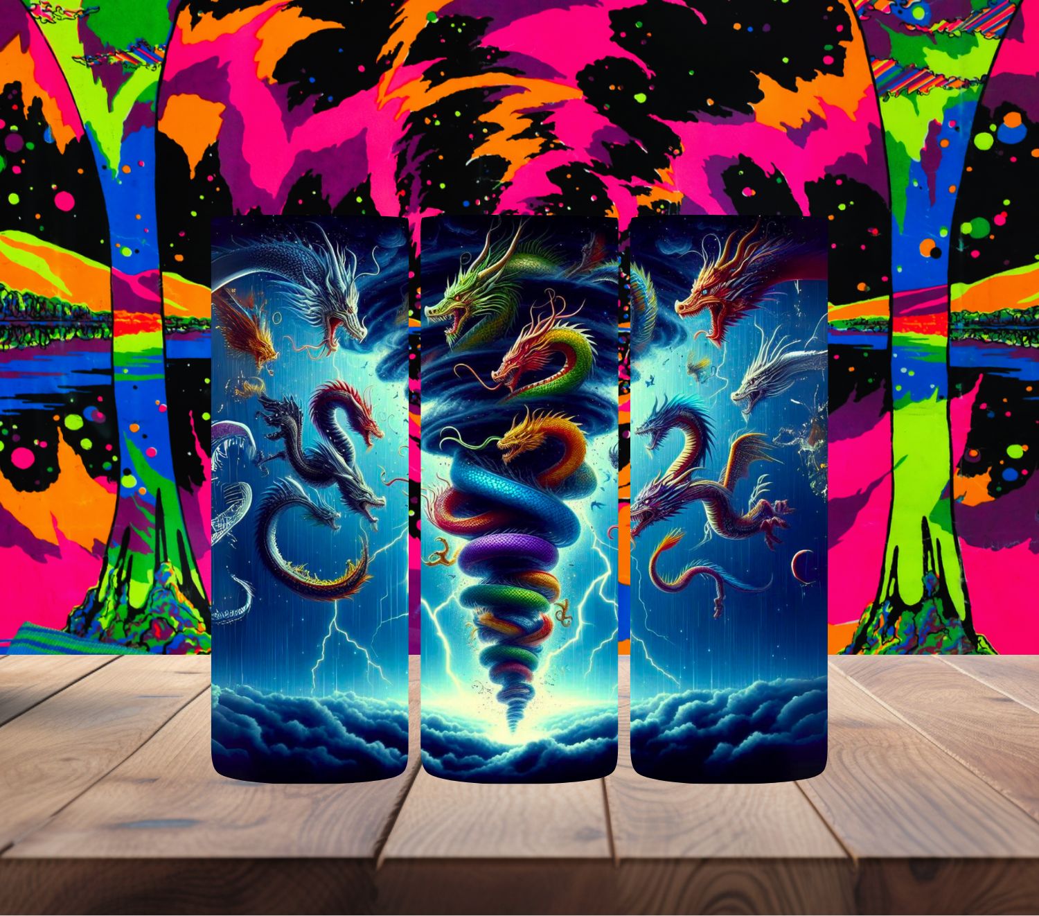 Colorful Dragons Spinning